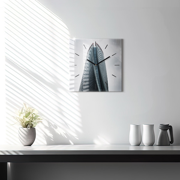 Ceas pătrat de perete din sticlă Zgârie-nori din Milano