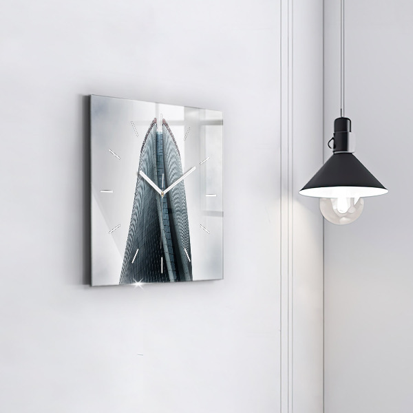 Ceas pătrat de perete din sticlă Zgârie-nori din Milano