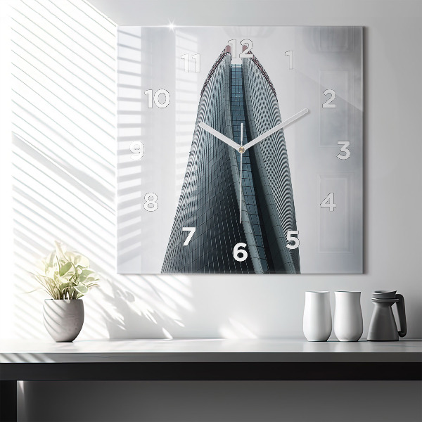 Ceas pătrat de perete din sticlă Zgârie-nori din Milano