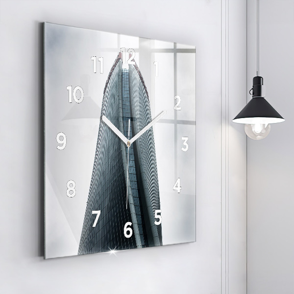 Ceas pătrat de perete din sticlă Zgârie-nori din Milano
