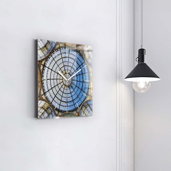 Ceas pătrat de perete din sticlă Mall din Milano