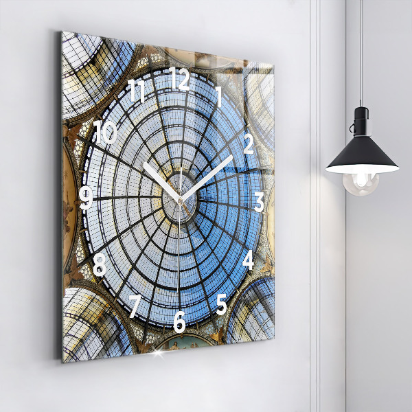 Ceas pătrat de perete din sticlă Mall din Milano