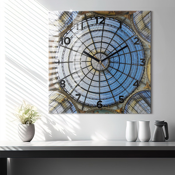 Ceas pătrat de perete din sticlă Mall din Milano