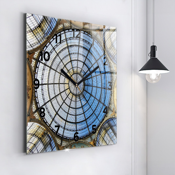 Ceas pătrat de perete din sticlă Mall din Milano