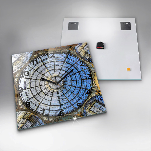 Ceas pătrat de perete din sticlă Mall din Milano