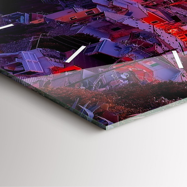 Ceas pătrat de perete din sticlă Case lângă lac