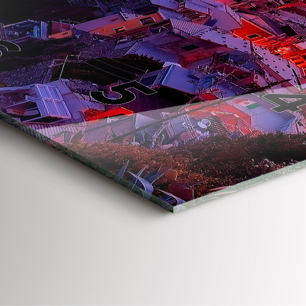 Ceas pătrat de perete din sticlă Case lângă lac