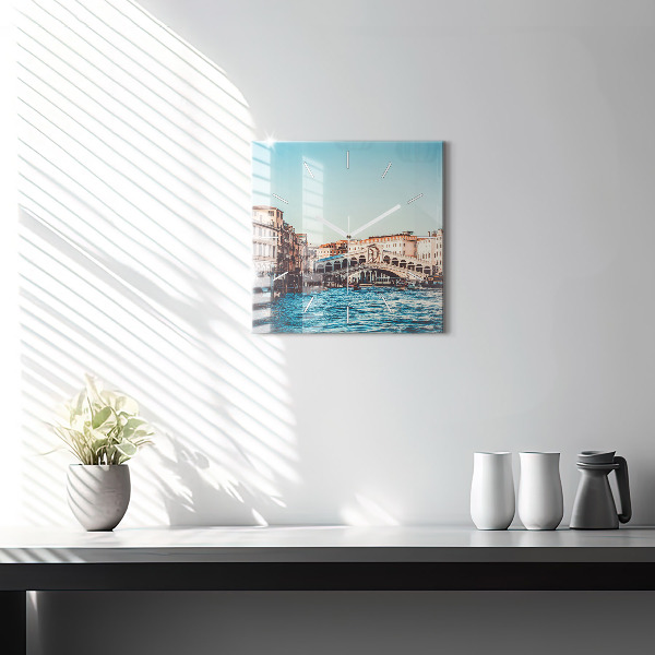 Ceas pătrat de perete din sticlă Podul Rialto din Veneția