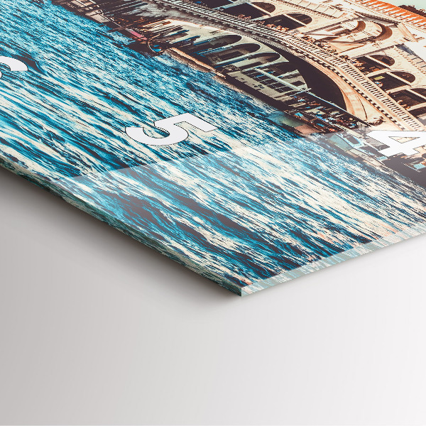 Ceas pătrat de perete din sticlă Podul Rialto din Veneția