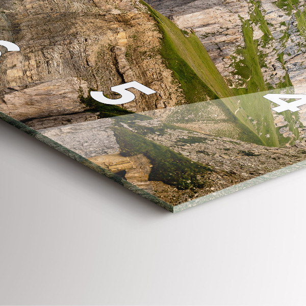 Ceas pătrat de perete din sticlă Munții stâncoși