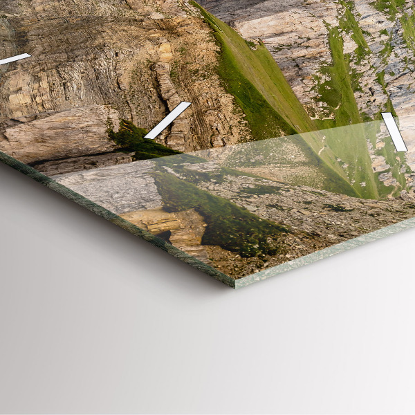 Ceas pătrat de perete din sticlă Munții stâncoși