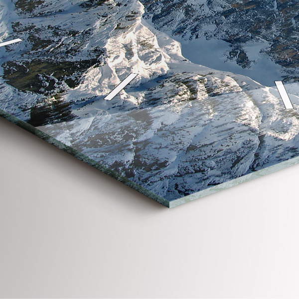 Ceas pătrat de perete din sticlă Munții sub cerul albastru