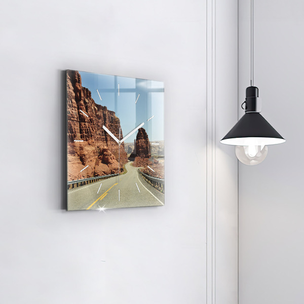 Ceas pătrat de perete din sticlă Route 66 în SUA