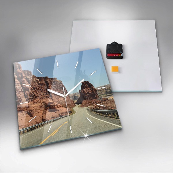 Ceas pătrat de perete din sticlă Route 66 în SUA