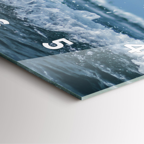 Ceas pătrat de perete din sticlă Fotografie cu valurile mării