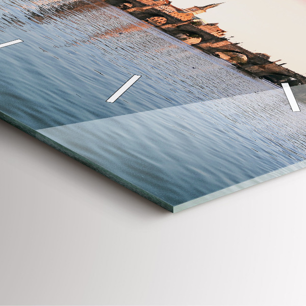 Ceas pătrat de perete din sticlă Podul Carol din Praga