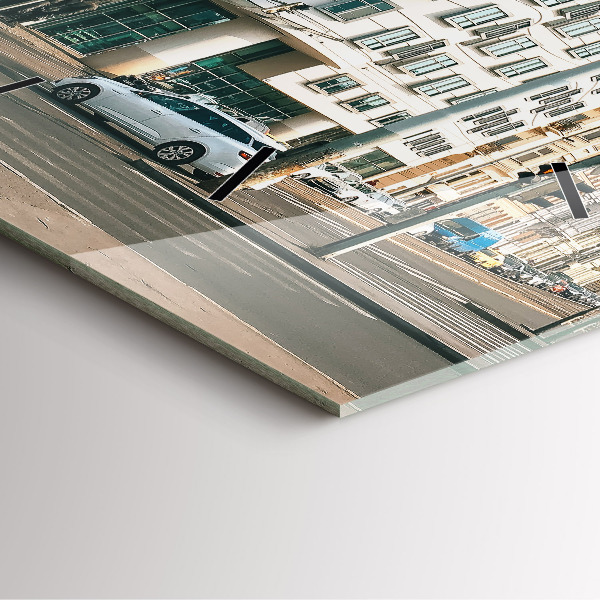 Ceas pătrat de perete din sticlă Casa de dans Praga