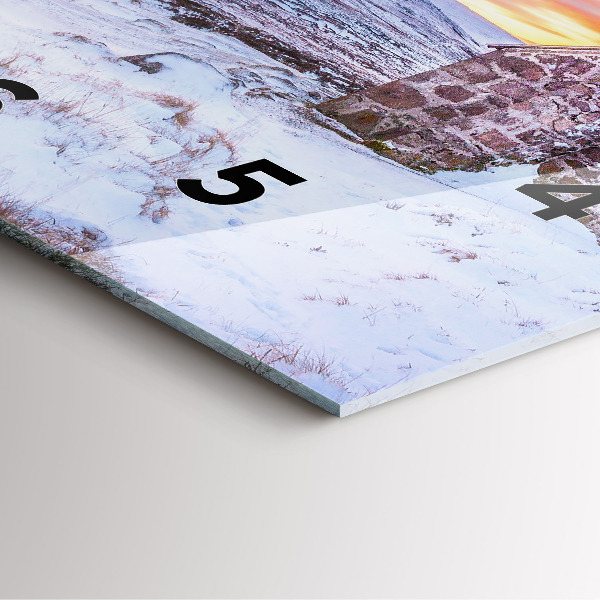 Ceas pătrat de perete din sticlă Cabană la munte