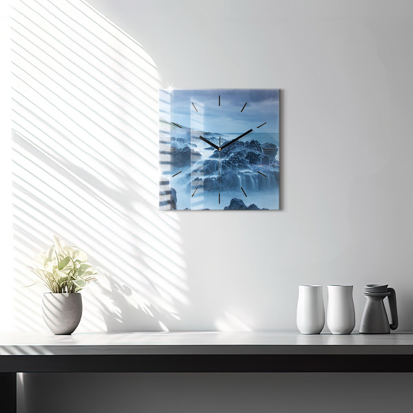 Ceas pătrat de perete din sticlă Far