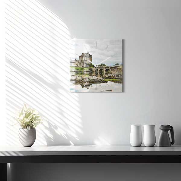 Ceas pătrat de perete din sticlă Castelul Eilean Donan, Scoția