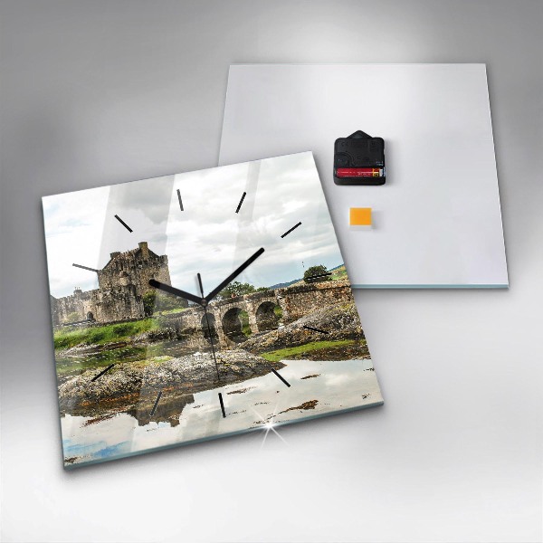 Ceas pătrat de perete din sticlă Castelul Eilean Donan, Scoția