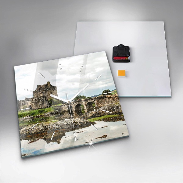 Ceas pătrat de perete din sticlă Castelul Eilean Donan, Scoția