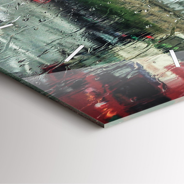 Ceas pătrat de perete din sticlă Londra ploioasă