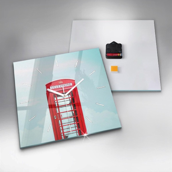 Ceas pătrat de perete din sticlă Telefon public