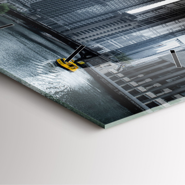 Ceas pătrat de perete din sticlă Panorama orasului