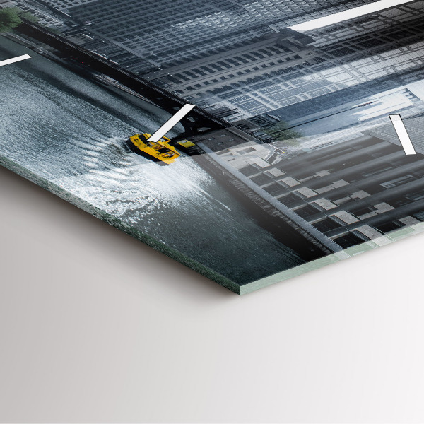 Ceas pătrat de perete din sticlă Panorama orasului