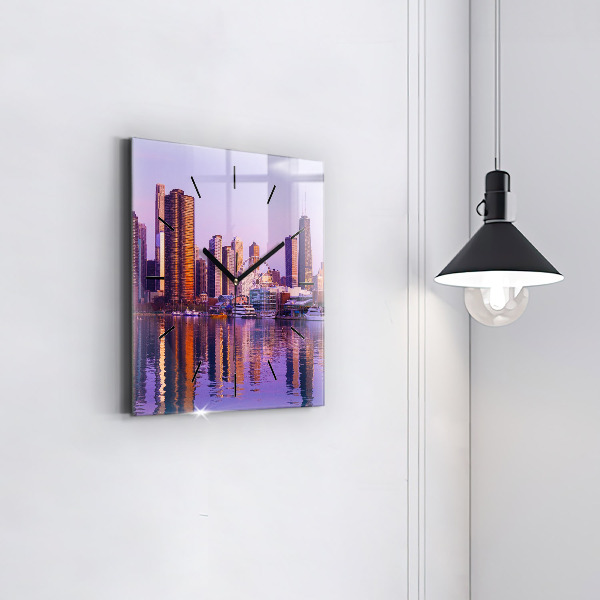 Ceas pătrat de perete din sticlă Vedere asupra zgârie-norilor din SUA