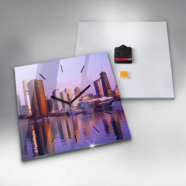 Ceas pătrat de perete din sticlă Vedere asupra zgârie-norilor din SUA