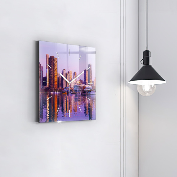 Ceas pătrat de perete din sticlă Vedere asupra zgârie-norilor din SUA