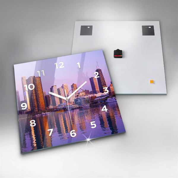Ceas pătrat de perete din sticlă Vedere asupra zgârie-norilor din SUA