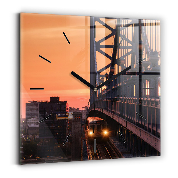 Ceas pătrat de perete din sticlă Podul Benjamin Franklin