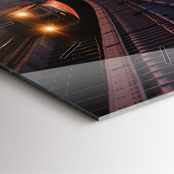 Ceas pătrat de perete din sticlă Podul Benjamin Franklin