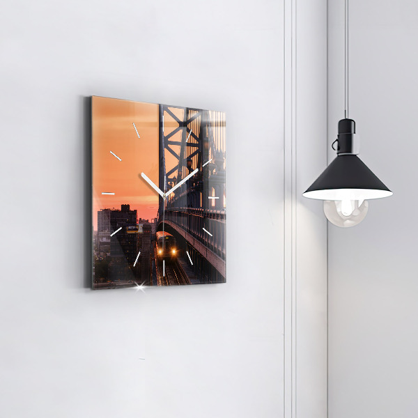 Ceas pătrat de perete din sticlă Podul Benjamin Franklin