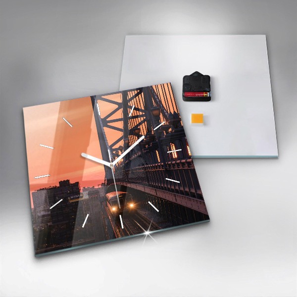 Ceas pătrat de perete din sticlă Podul Benjamin Franklin