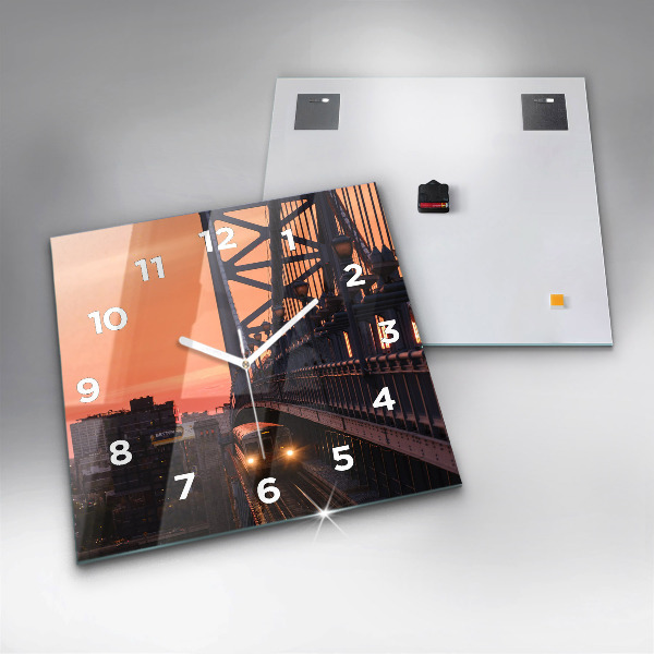 Ceas pătrat de perete din sticlă Podul Benjamin Franklin