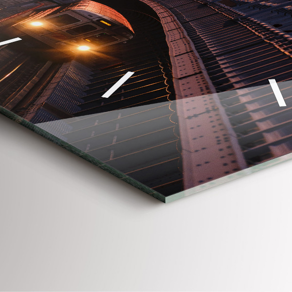 Ceas pătrat de perete din sticlă Podul Benjamin Franklin