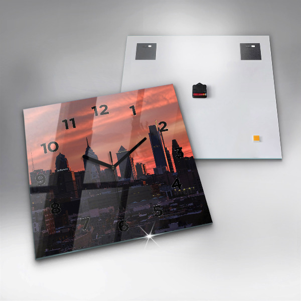 Ceas pătrat de perete din sticlă Orizontul orașului Philadelphia