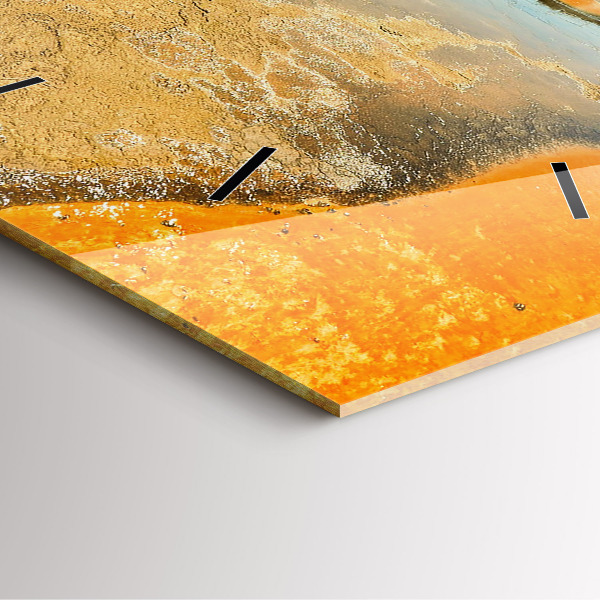 Ceas pătrat de perete din sticlă Lac cu Munți