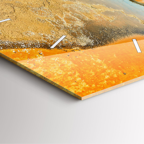 Ceas pătrat de perete din sticlă Lac cu Munți