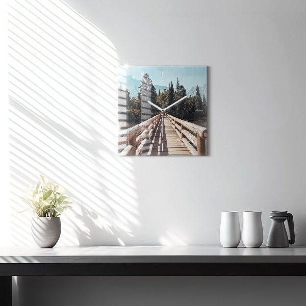 Ceas pătrat de perete din sticlă Munții din Yellowstone