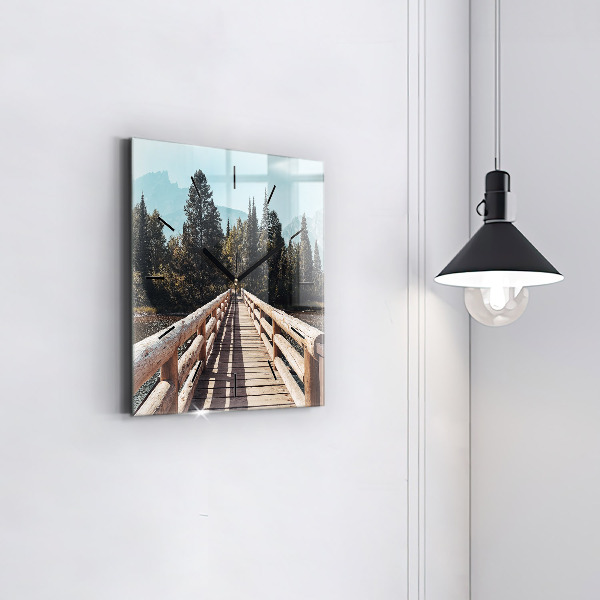 Ceas pătrat de perete din sticlă Munții din Yellowstone