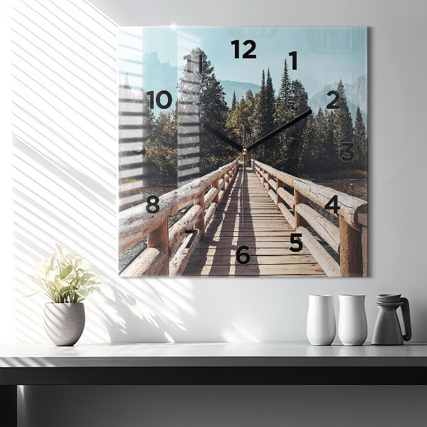 Ceas pătrat de perete din sticlă Munții din Yellowstone