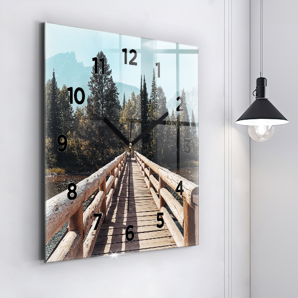 Ceas pătrat de perete din sticlă Munții din Yellowstone