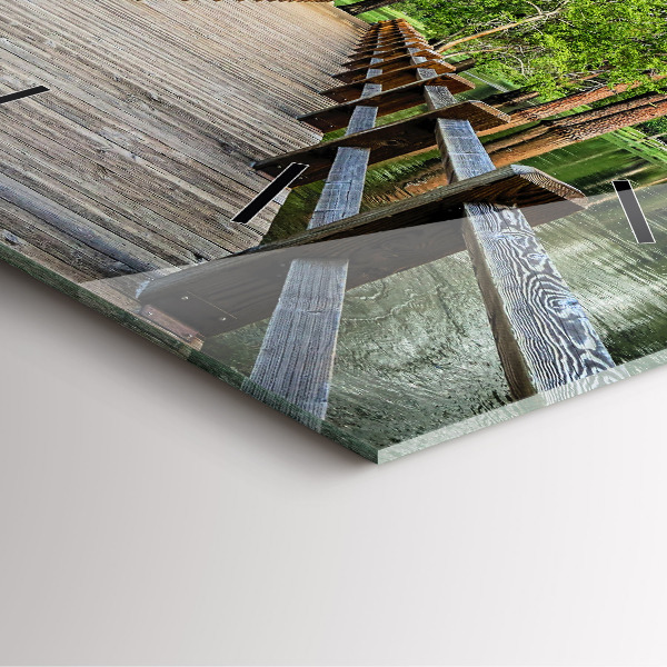 Ceas pătrat de perete din sticlă Pod de lemn Yosemite