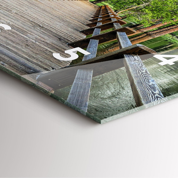 Ceas pătrat de perete din sticlă Pod de lemn Yosemite