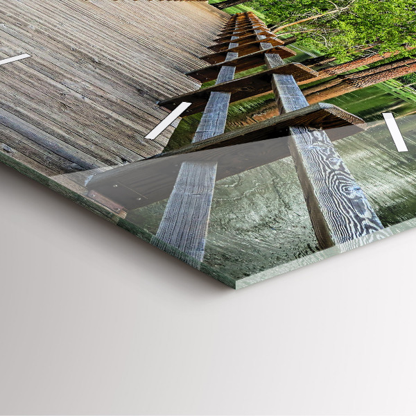 Ceas pătrat de perete din sticlă Pod de lemn Yosemite